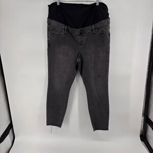 GAP‎ Denim Maternity Jeans Gray Wash Distressed Hem Full Panel Women's Size 34